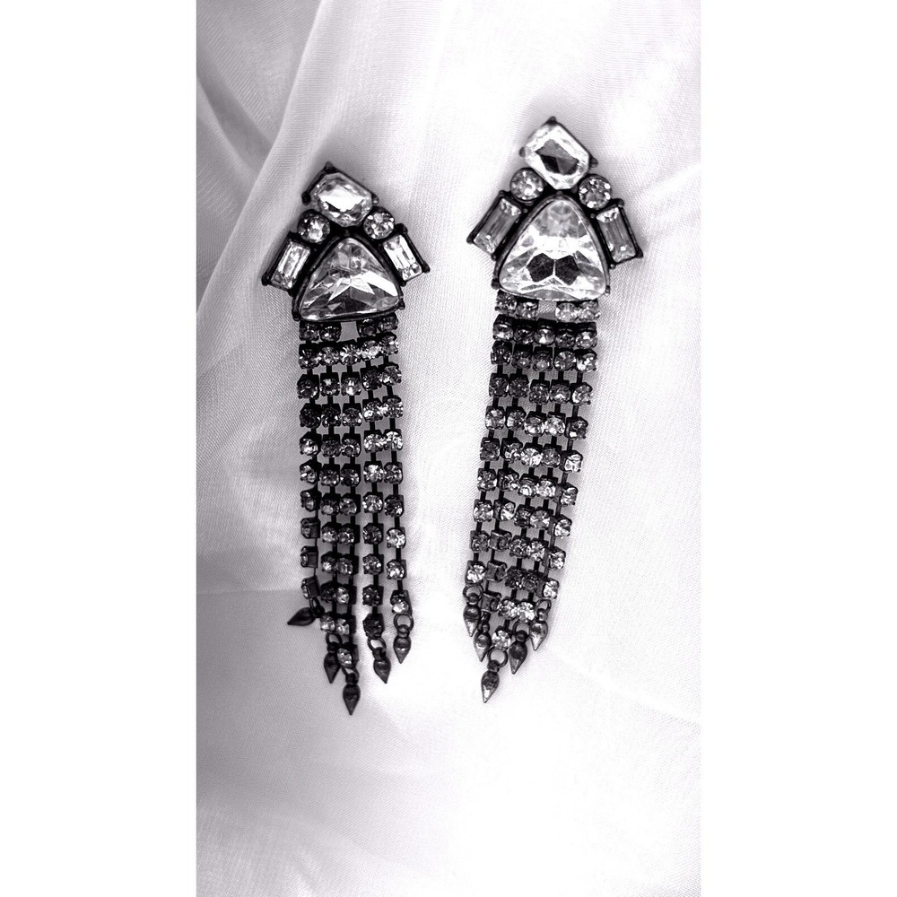 Glamorous Crystal Dangle Drop‎ Earrings Statement Rhinestone Geometric - Picture 3 of 4